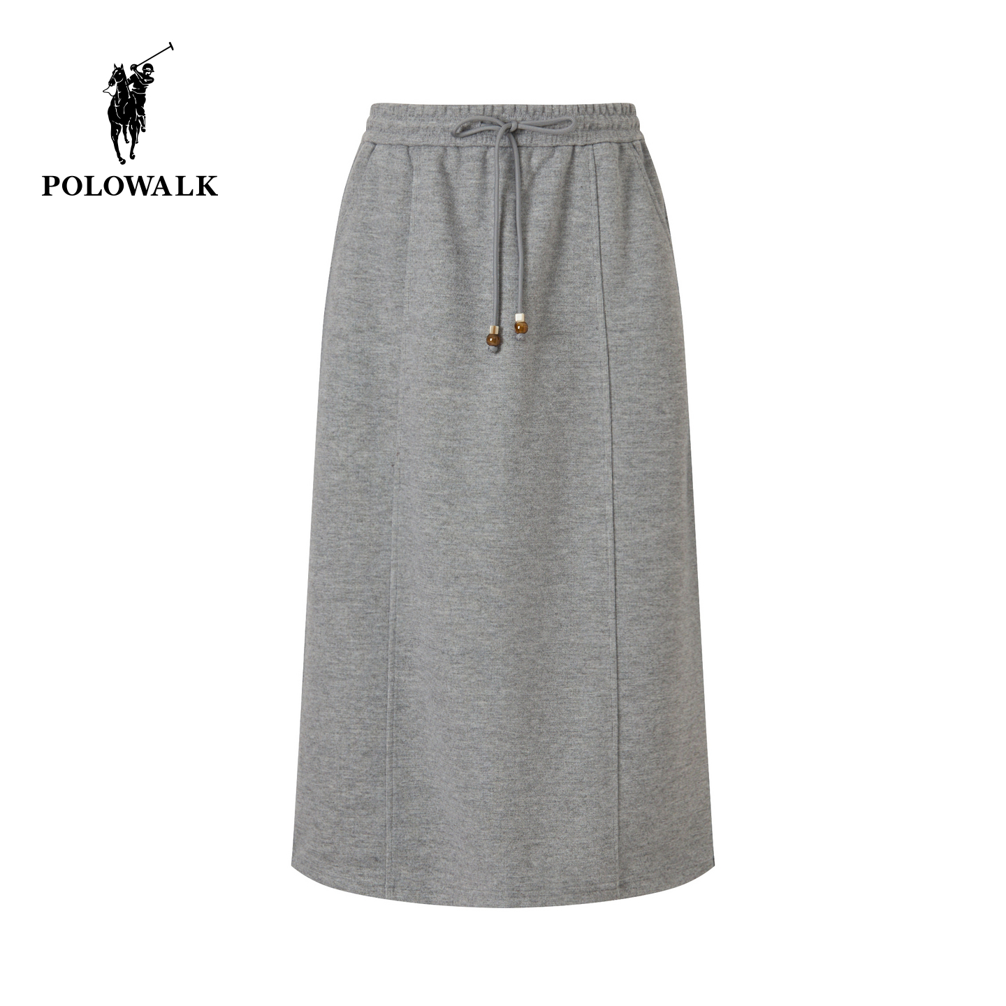 POLOWALK女式半裙2025秋冬新品运动风松紧腰直筒A字开叉半身裙女