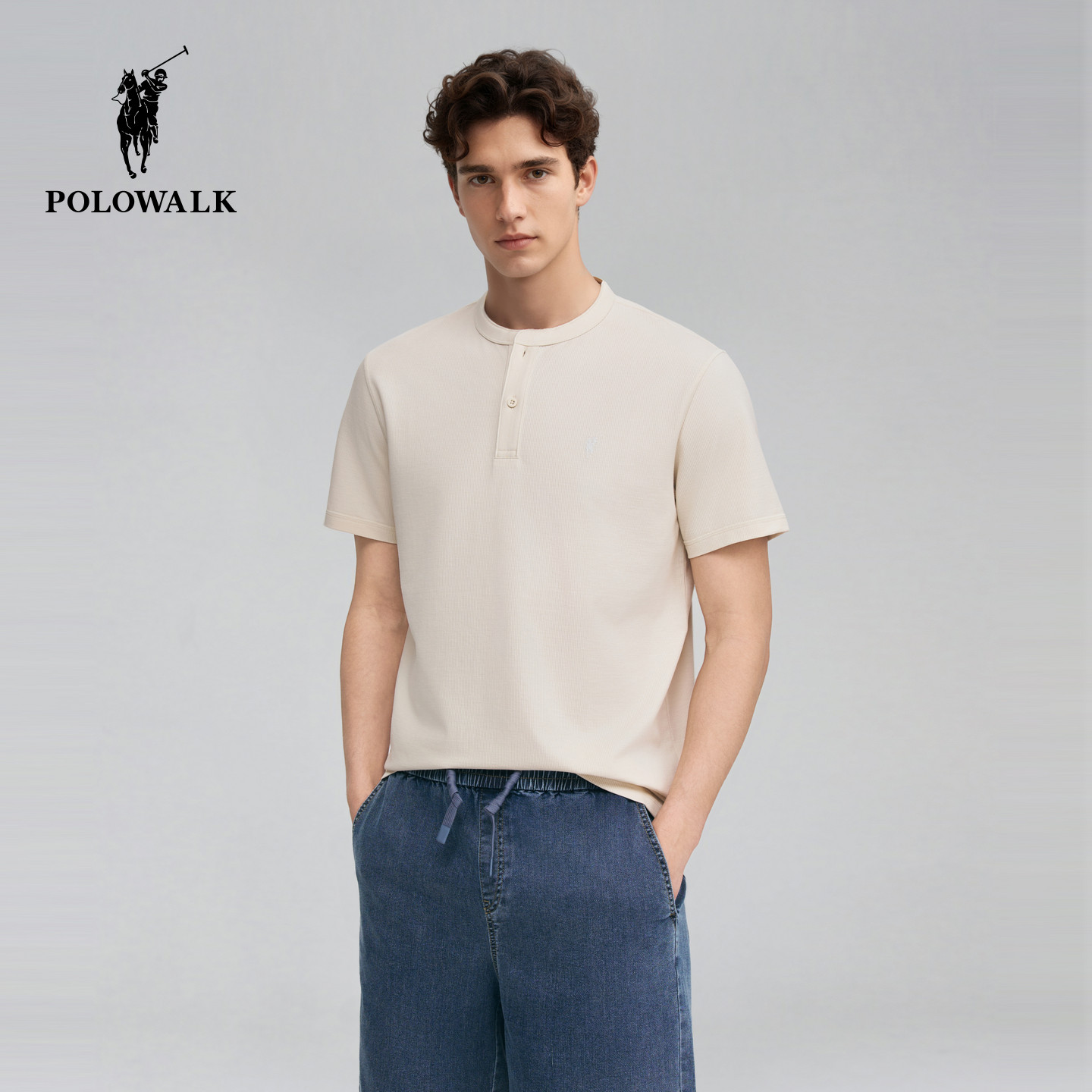 POLOWALK男式短袖圆V领T恤图片