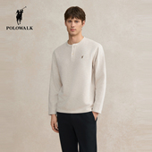 T恤男式 2025秋季 新品 POLOWALK长袖 圆领纯色套头休闲打底衫 上衣男