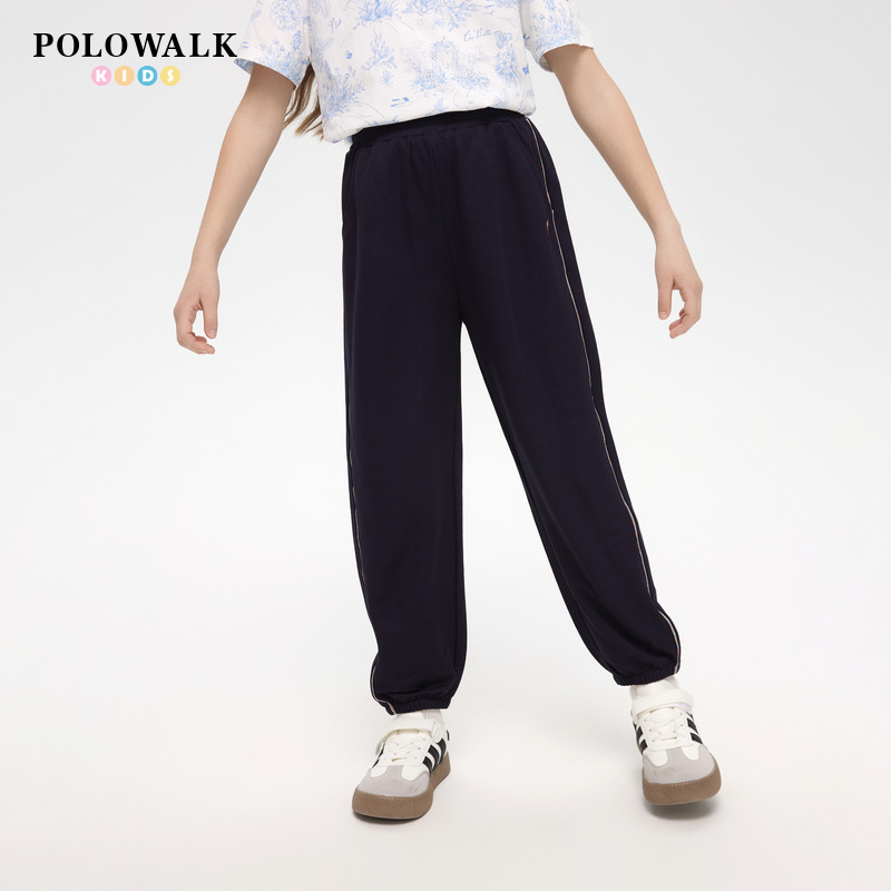 POLOWALK童装女童休闲裤2026夏季新品长裤中大童宽松百搭束脚裤