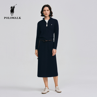 【套装】POLOWALK女士长袖针织衫2026春季新品含亚麻显瘦优雅裙装