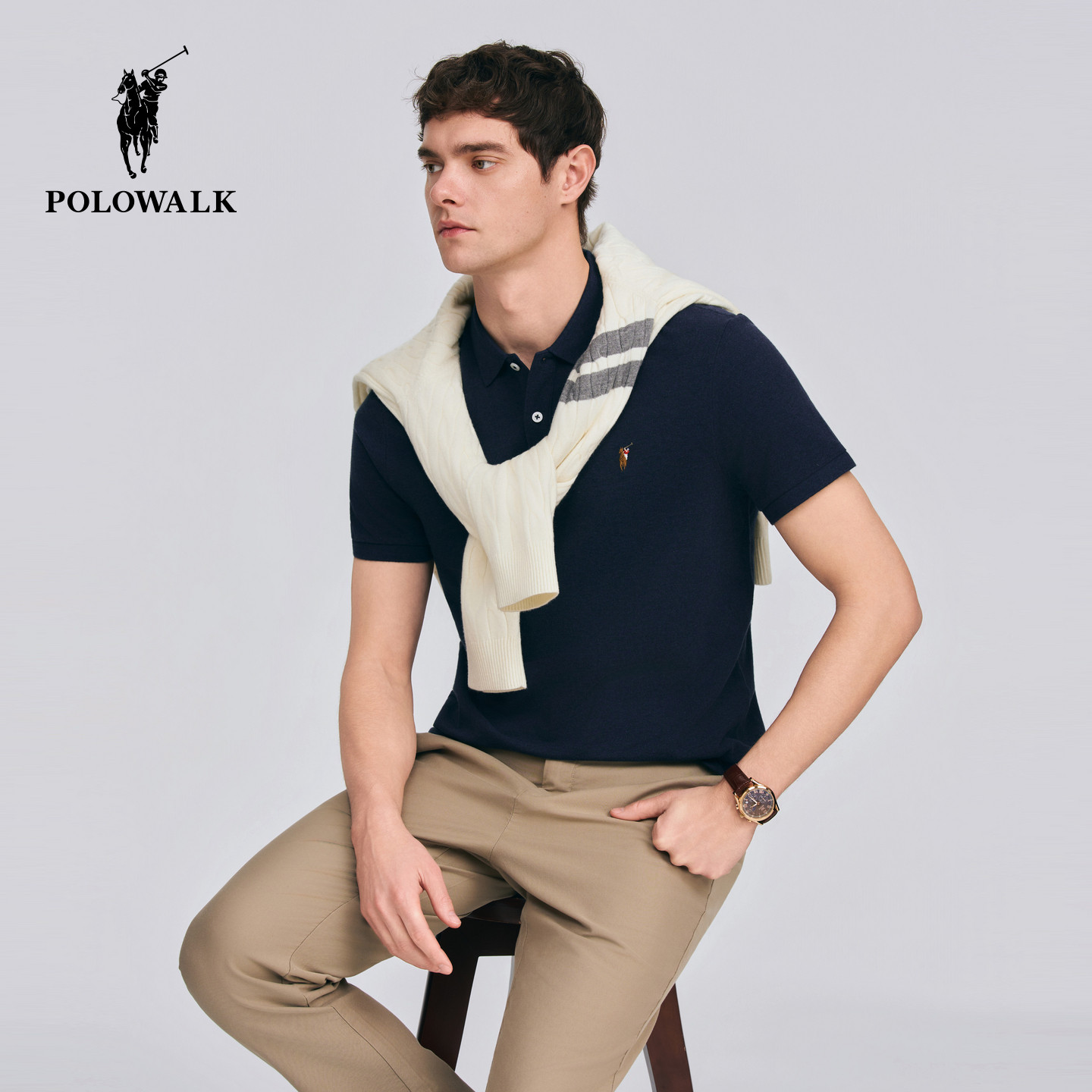 POLOWALK男式短袖POLO衫2026春季新品男装经典商务休闲套头POLO衫