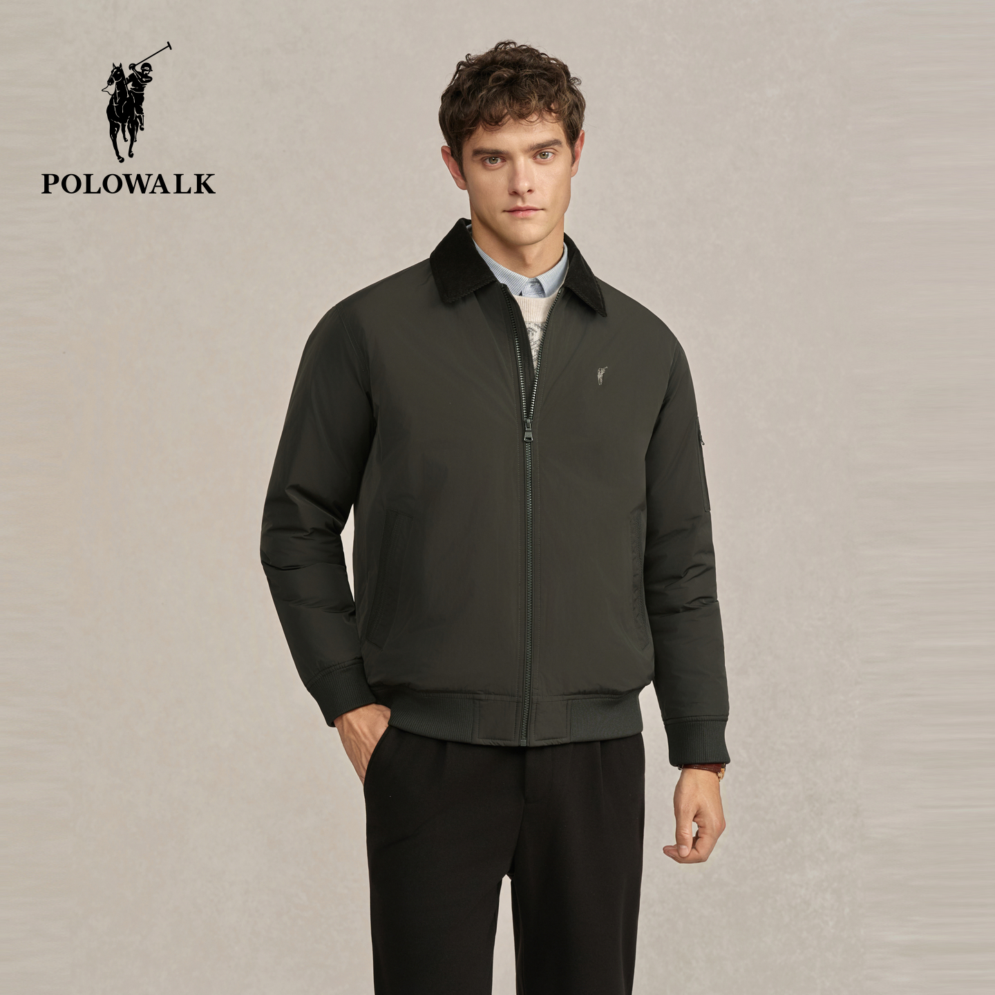 POLOWALK男式羽绒服2025冬季新品商务休闲90鸭绒通勤翻领羽绒外套