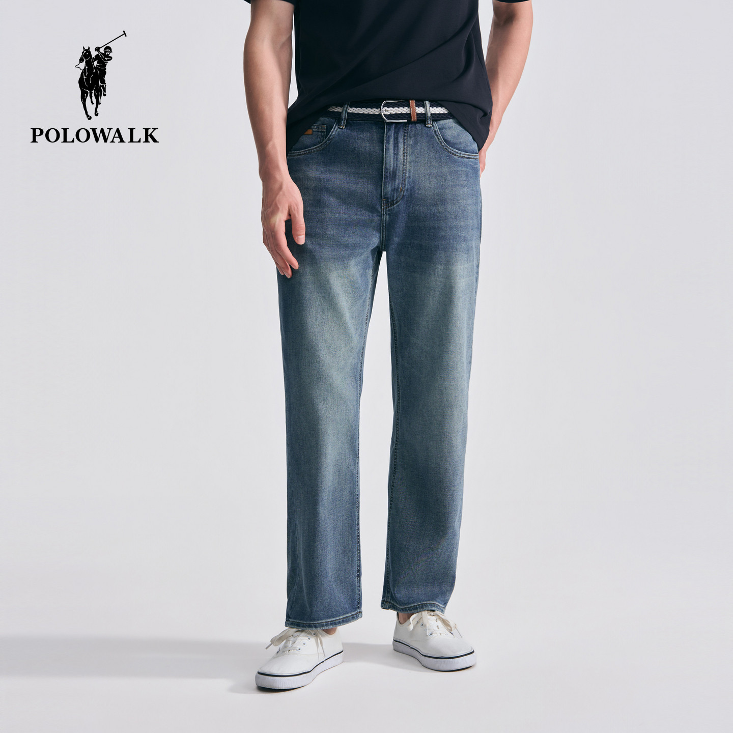 POLOWALK男式牛仔裤2026春夏裤新品男装经典直筒百搭显瘦牛仔长裤