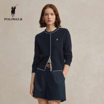 POLOWALK女装2025秋季新品女式长袖针织衫薄款修身早秋针织开衫女