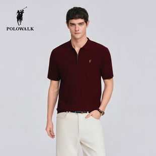 POLOWALK男式短袖针织衫2026春季新品简约半拉链短袖针织POLO衫