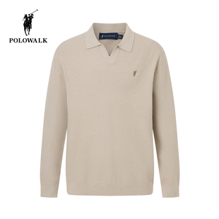 新品 男装 翻领修身 POLOWALK男式 休闲套头打底衫 2025秋季 版 针织衫