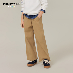 POLOWALK童装男童牛仔裤2026春季新品松紧腰直筒阔腿牛仔裤子