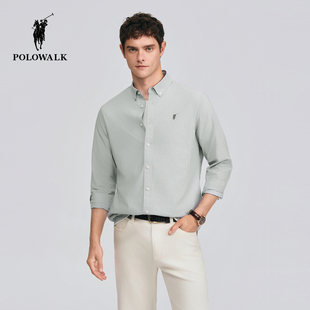 2026春季 新品 男式 衬衫 POLOWALK男装 长袖 纯色通勤衬衣男 100%棉