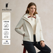 POLOWALK女式 夹克 纯色简约连帽上衣休闲宽松女装 外套2025秋季 新品