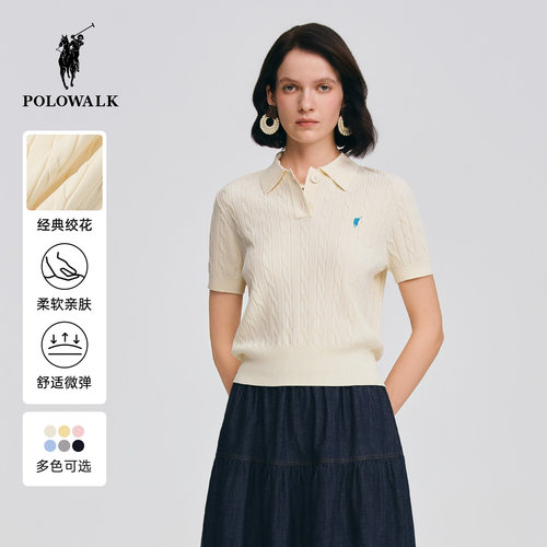 POLOWALK短袖针织衫女春夏新款