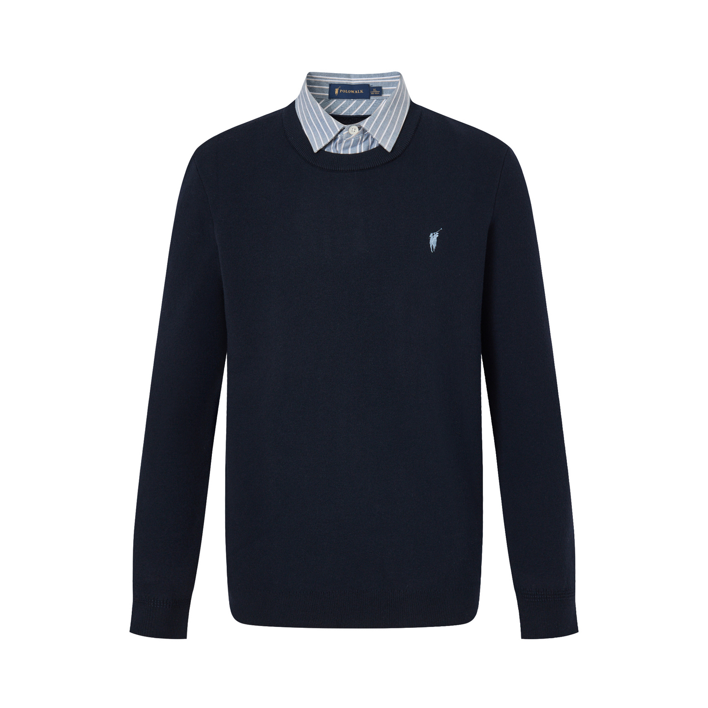 秋冬男式衬衣针织衫假两件百搭