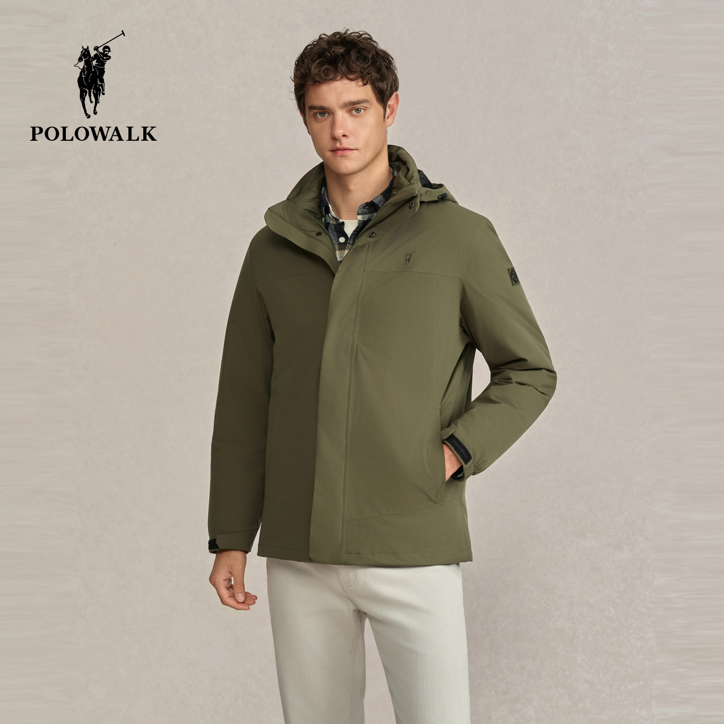 POLOWALK男式羽绒服2026冬季新品两件套简约保暖时尚拉链工装外套