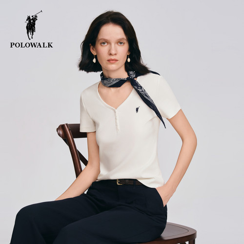 POLOWALK细坑条短袖T恤