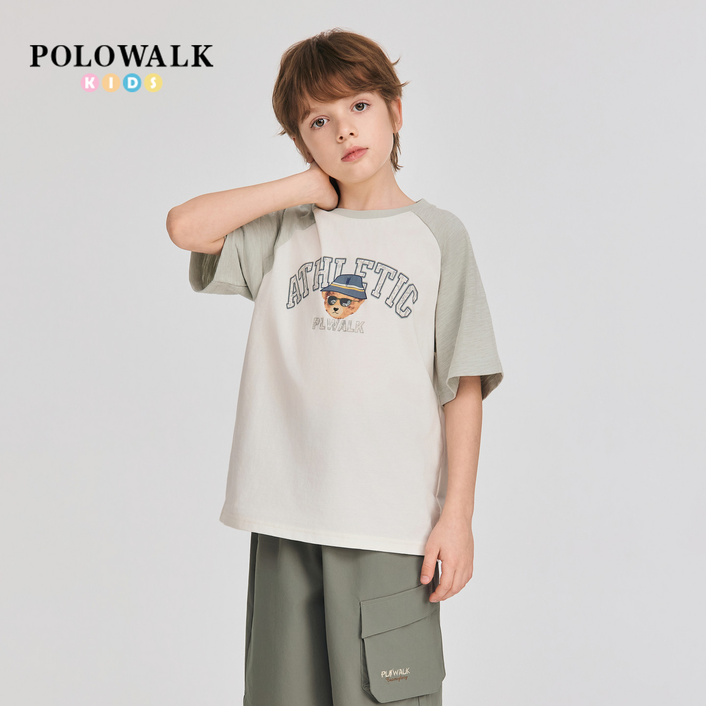 POLOWALK男童撞色拼接短袖T恤