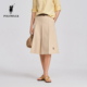 新品 POLOWALK女式 半裙2026春夏裤 学院风编织腰带A字宽褶半身裙