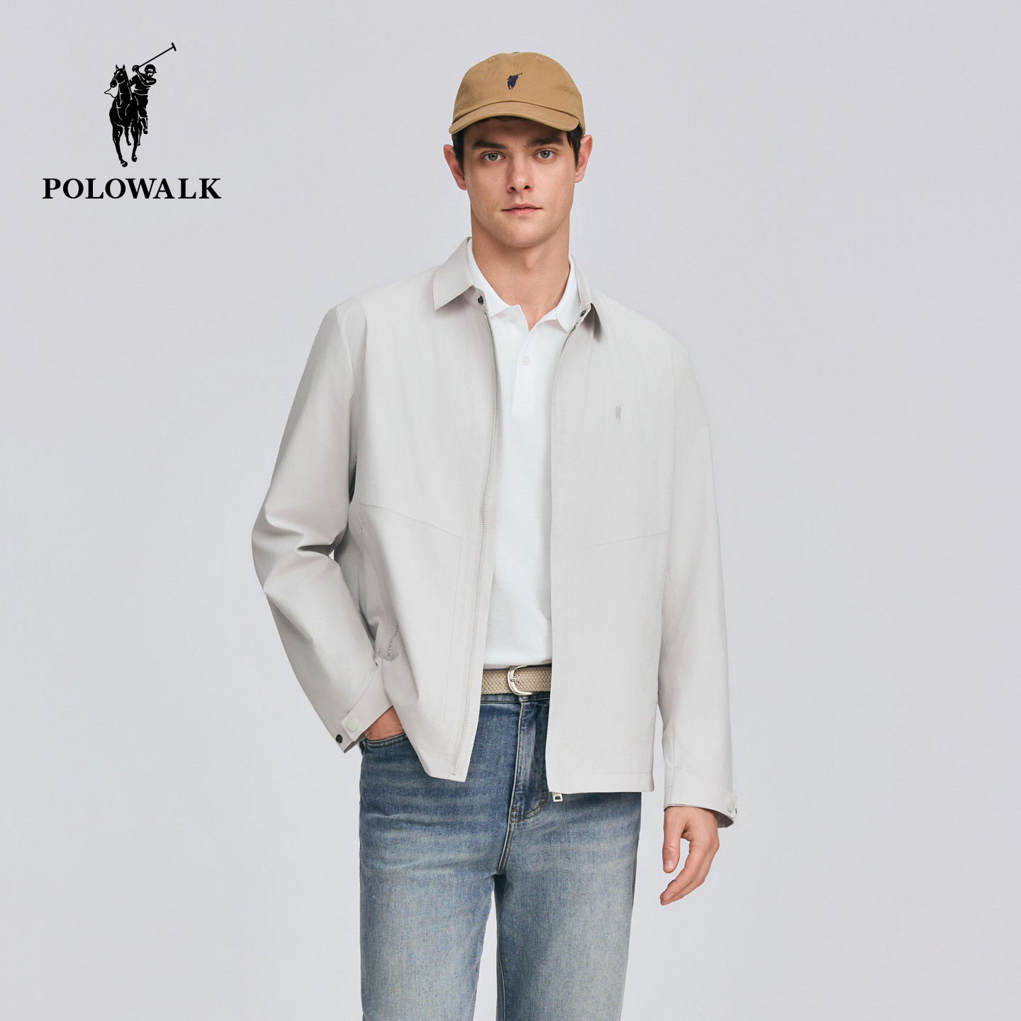 POLOWALK男式茄克2026春季简约翻领行政夹克潮流上衣男款
