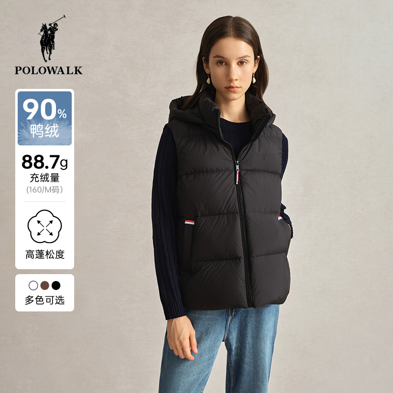 POLOWALK新品女士立领羽绒马甲