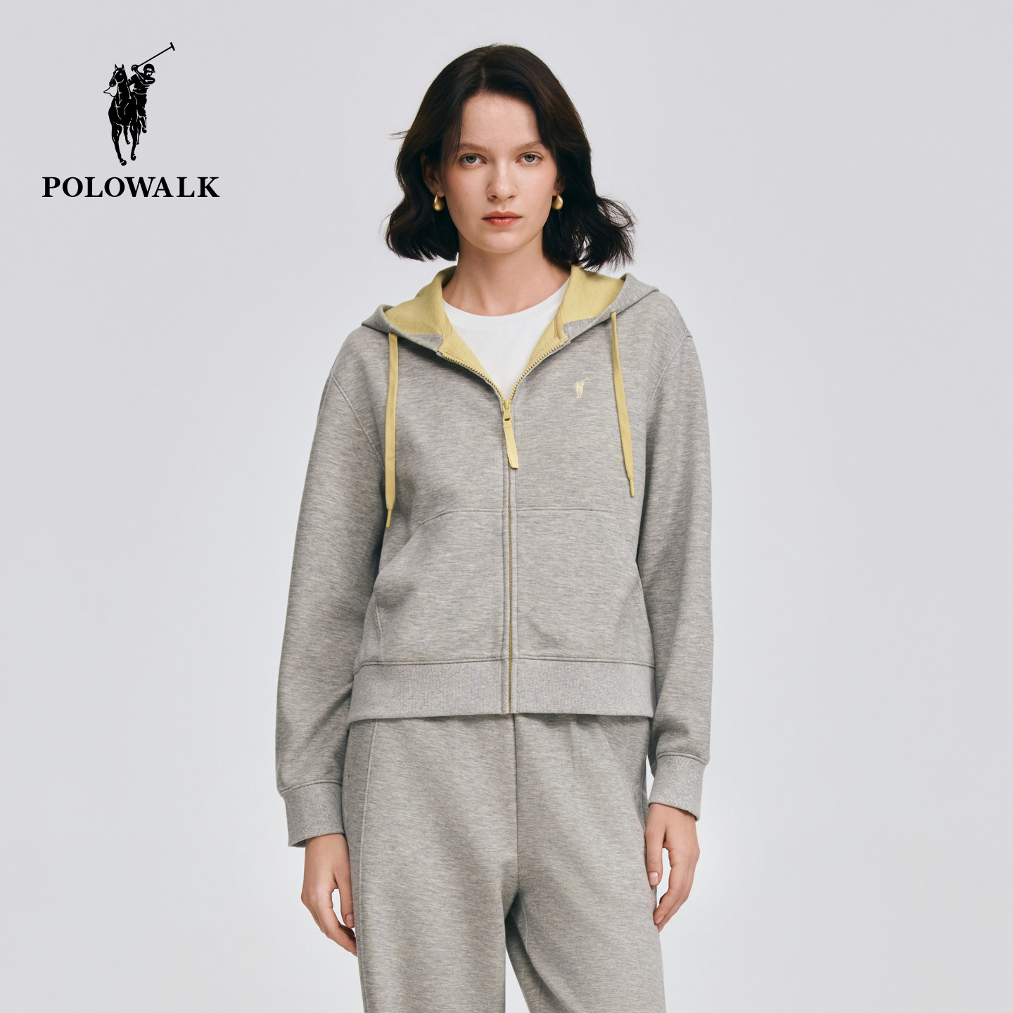 【套装】POLOWALK女式卫衣2026春季新品连帽撞色卫衣外套休闲长裤