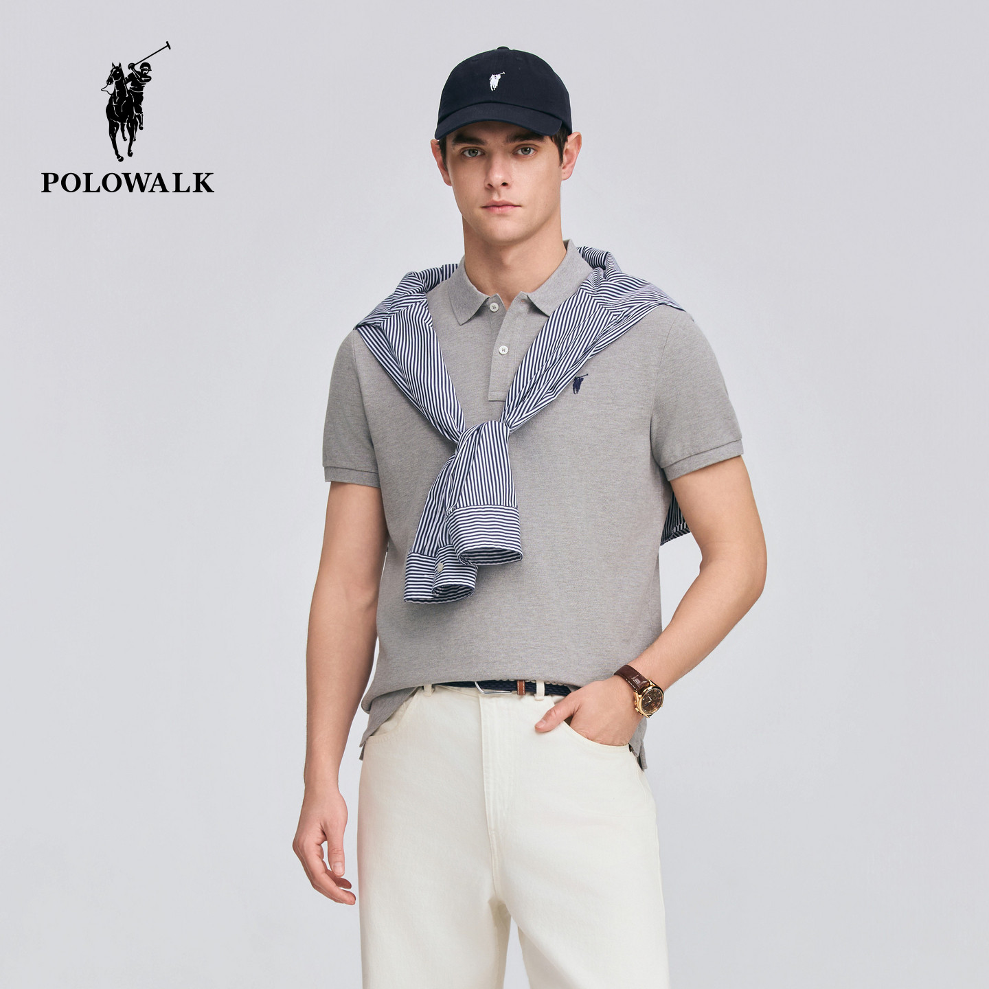 POLOWALK男式POLO衫净色花纱图片