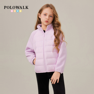 POLOWALK童装女童羽绒服2025秋冬新品轻薄立领羽绒90鸭绒女童外套