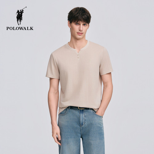 POLOWALK男式短袖圆V领T恤