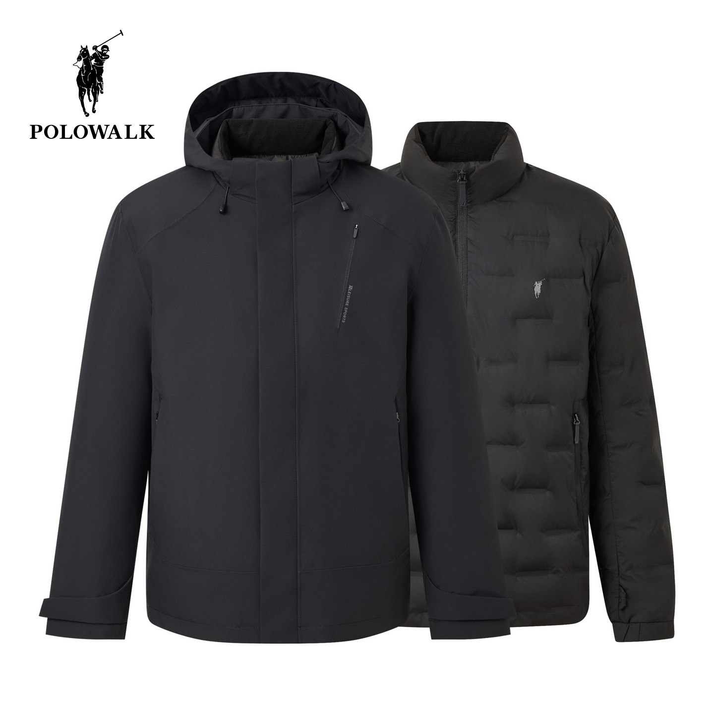 【一衣三穿】POLOWALK男式羽绒服2025冬季新品90鸭绒连帽立领外套,男装,羽绒服,淘宝优惠券,粉丝福利购,淘宝优惠卷