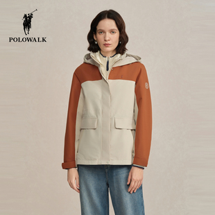 【冲锋衣】POLOWALK女装2025冬季新品女式羽绒服百搭通勤撞色外套