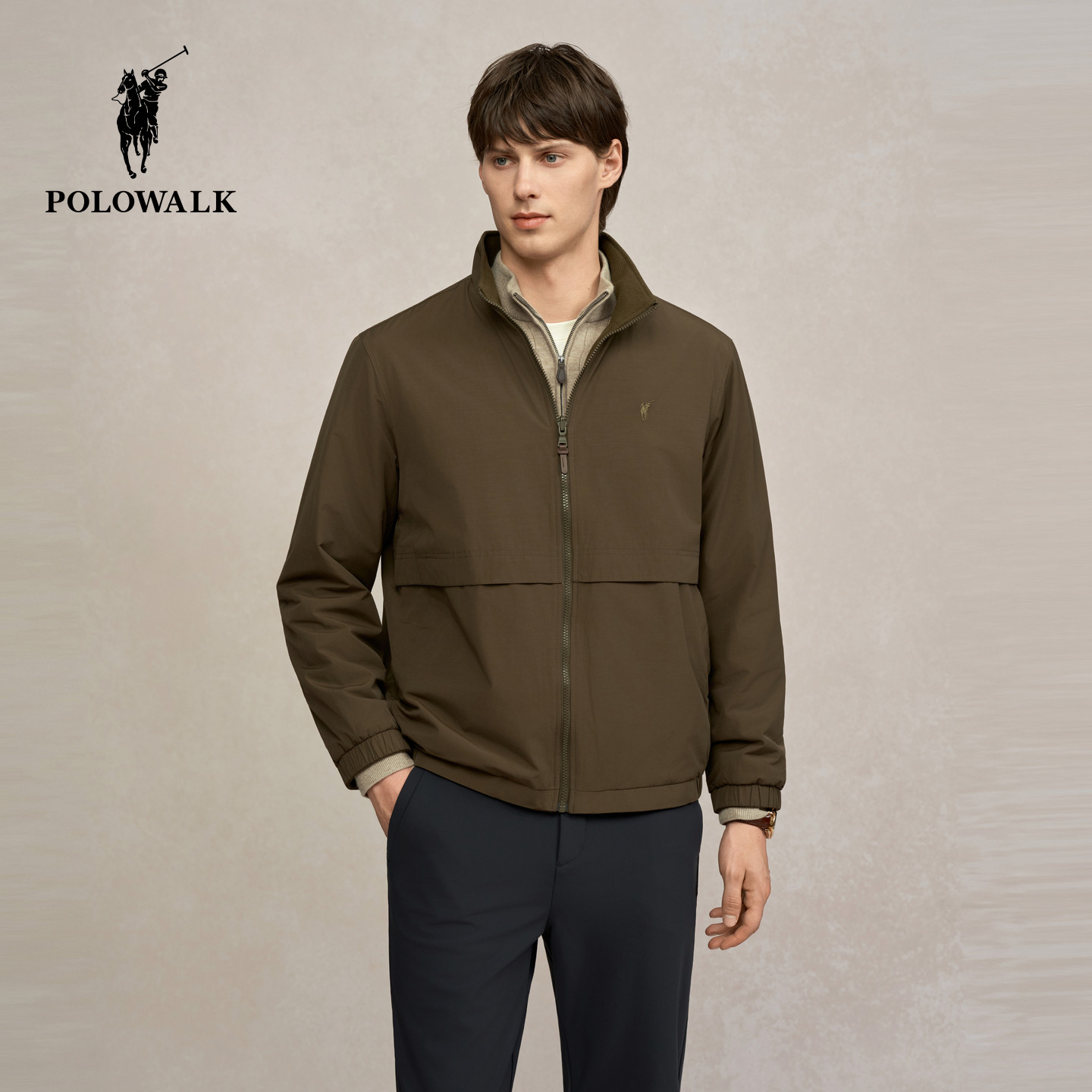 【两面穿】POLOWALK男式夹克2025冬季新品复古风百搭立领男装外套