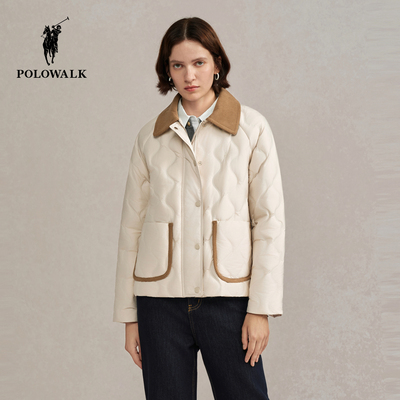 POLOWALK女式轻薄羽绒服2025冬季新品90鸭绒休闲通勤翻领羽绒外套