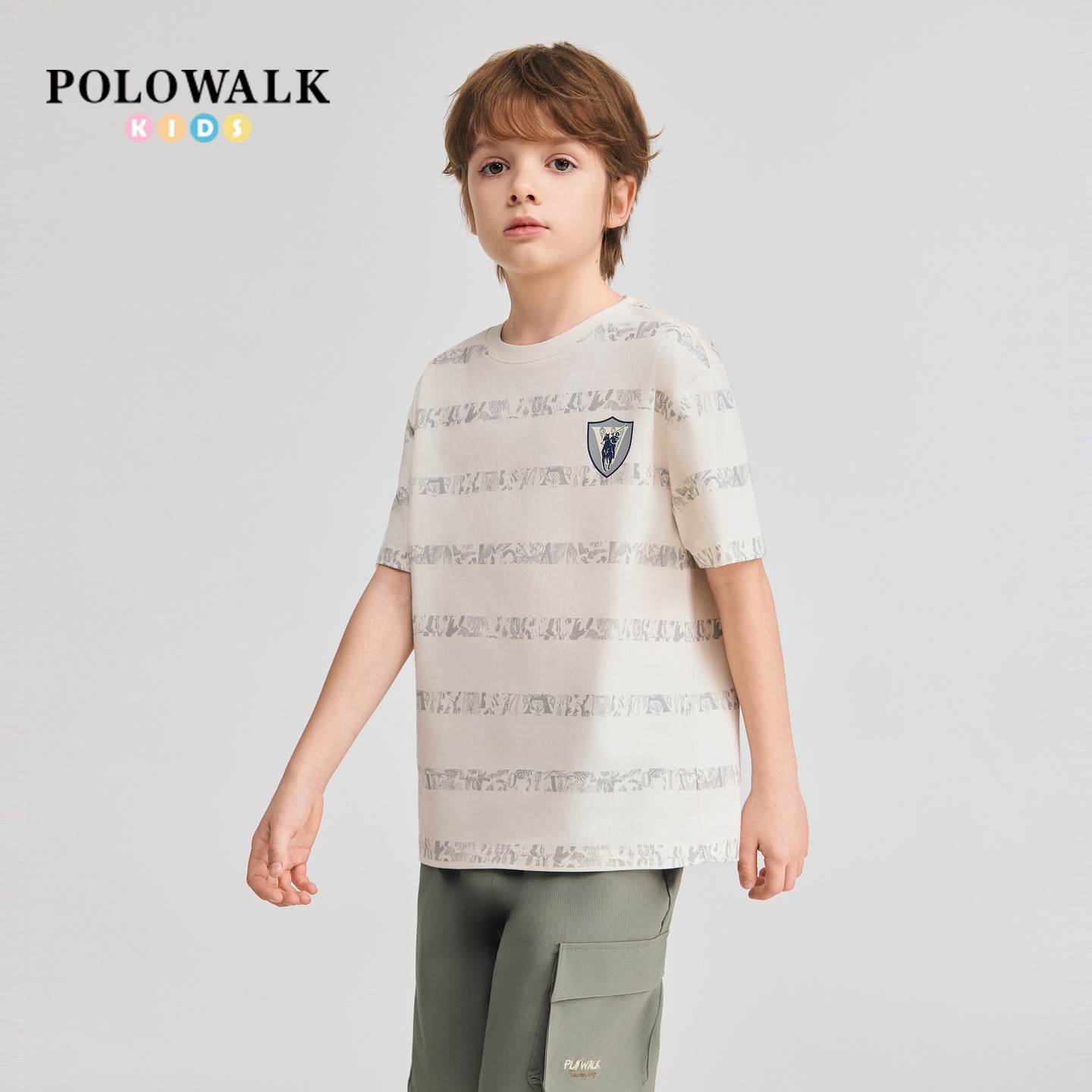 POLOWALK男童条纹短袖T恤