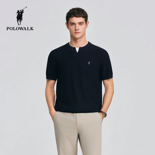 2026春季 针织衫 新品 双层领假两件短袖 POLOWALK男式 套头针织衫 短袖