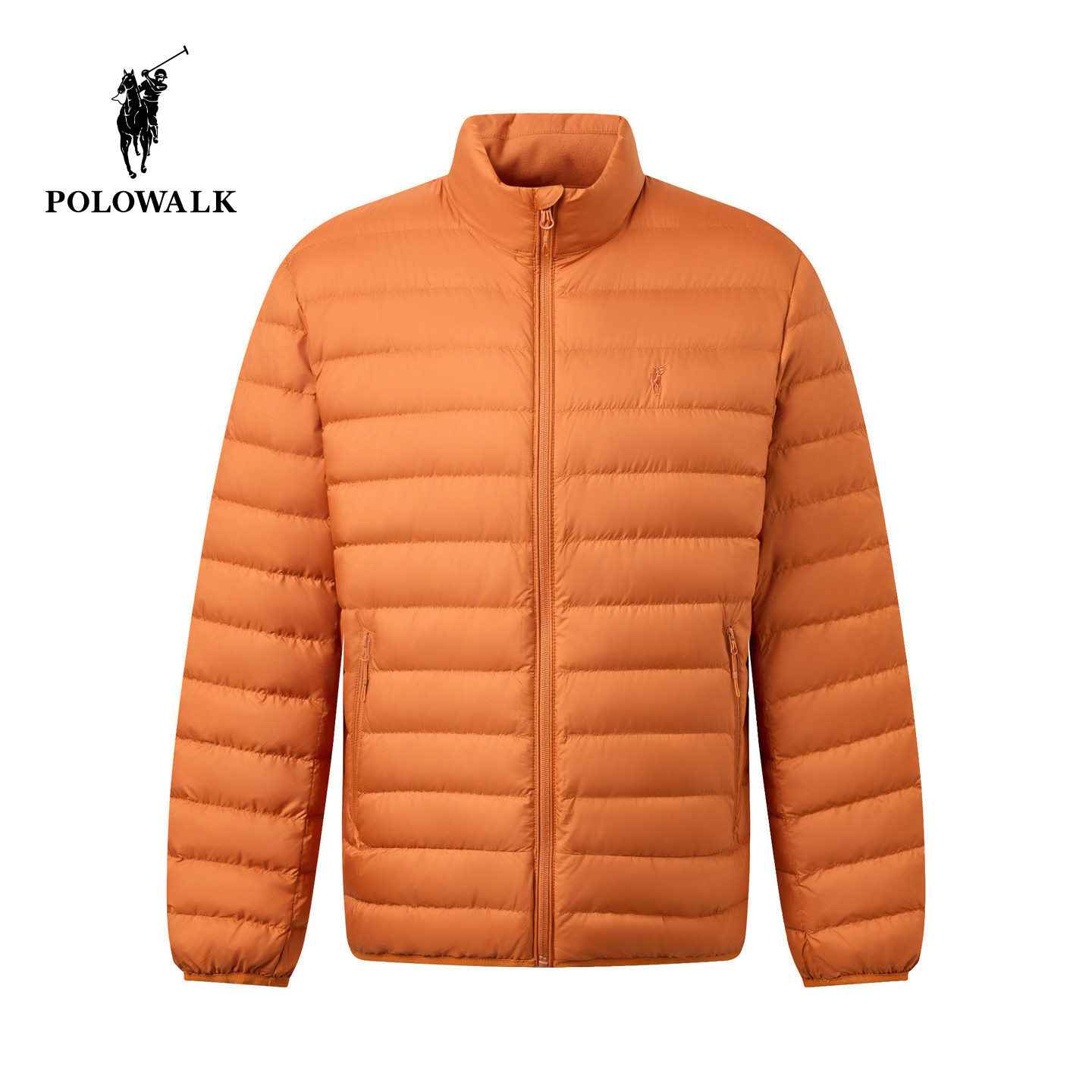 【90鸭绒】POLOWALK男式羽绒服2026冬季纯色排骨立领轻薄短外套