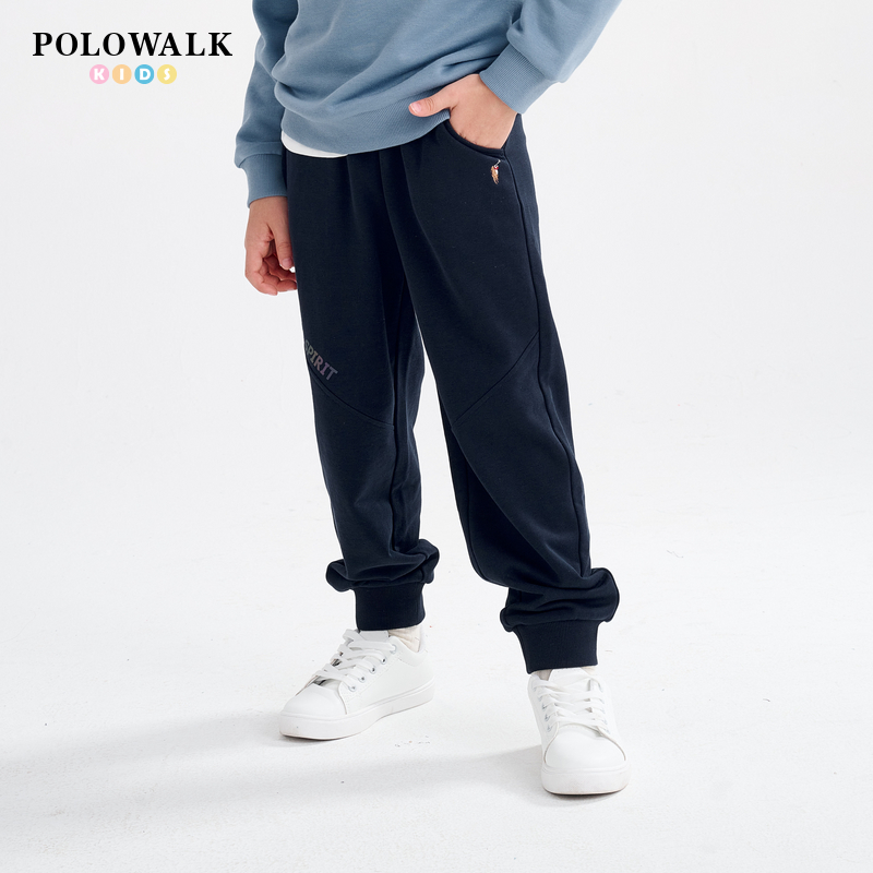 POLOWALK童装新品春秋新款男童小毛圈运动美式休闲卫裤束脚