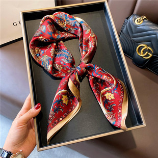 目窕70*70cm100%桑蚕丝真丝丝巾方巾妈妈款夏季薄款围脖杭州丝绸