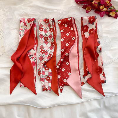 飘带窄长条系脖高级感丝巾