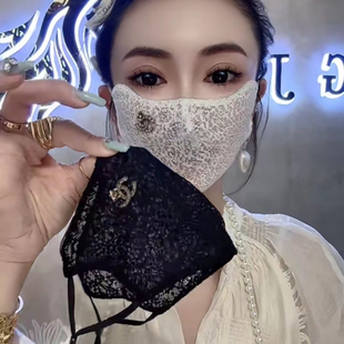 网红同款蕾丝网纱山茶花防晒口罩显瘦颜值高可水洗