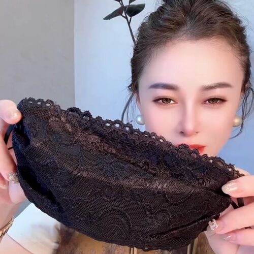 糖果小笛25年春季新款花边蕾丝莫奈尔内里棉春秋透气款面罩女防尘