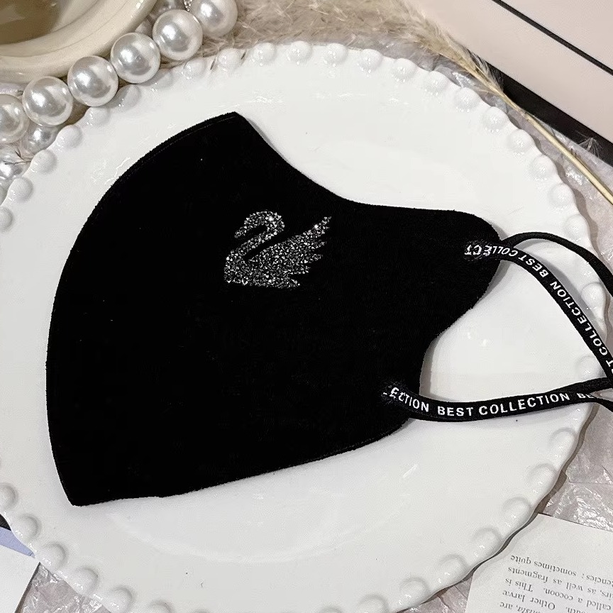 明星同款秋冬钻天鹅小冰丝棉防晒防尘立体口罩可调节水洗男女