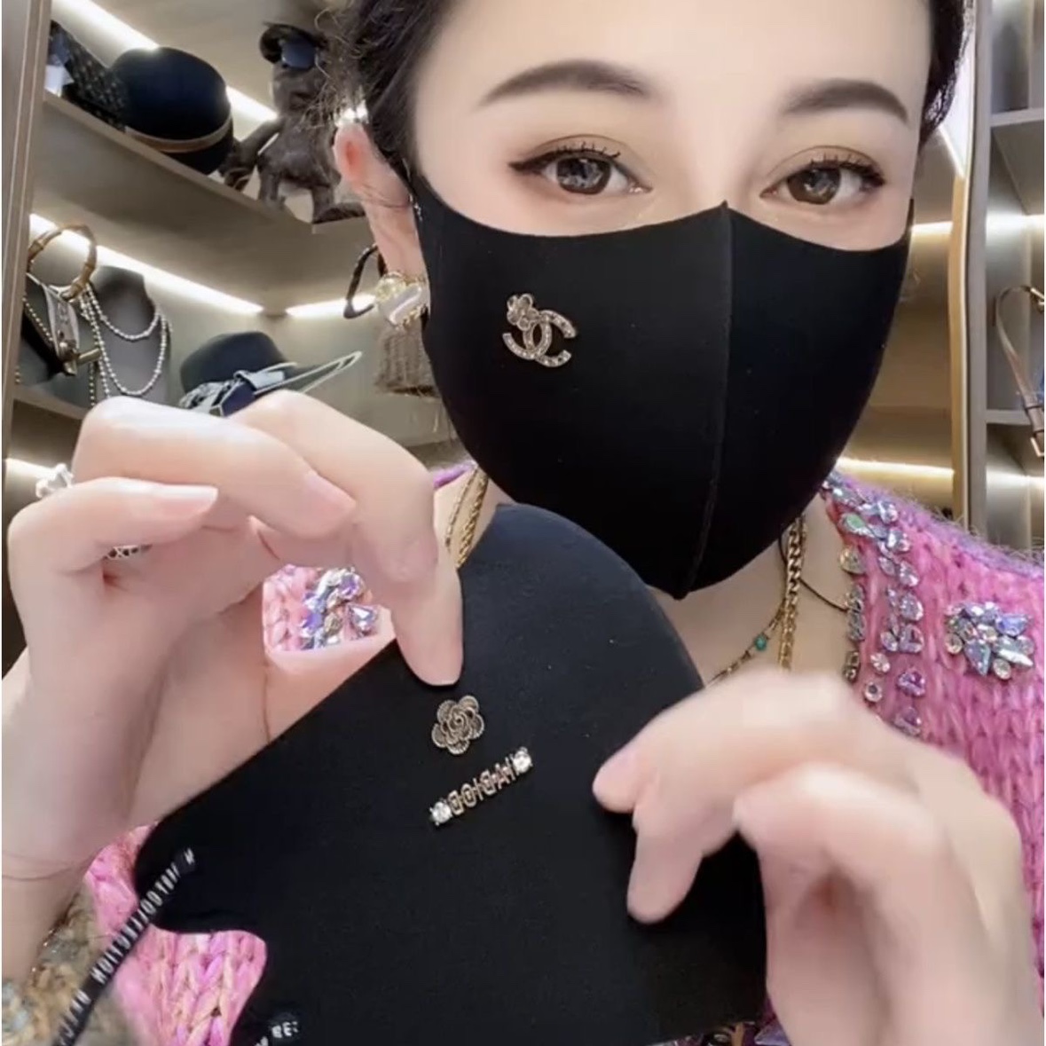 空气棉小香花字母花山茶花口罩可水洗可调节防晒透气明星同款春秋