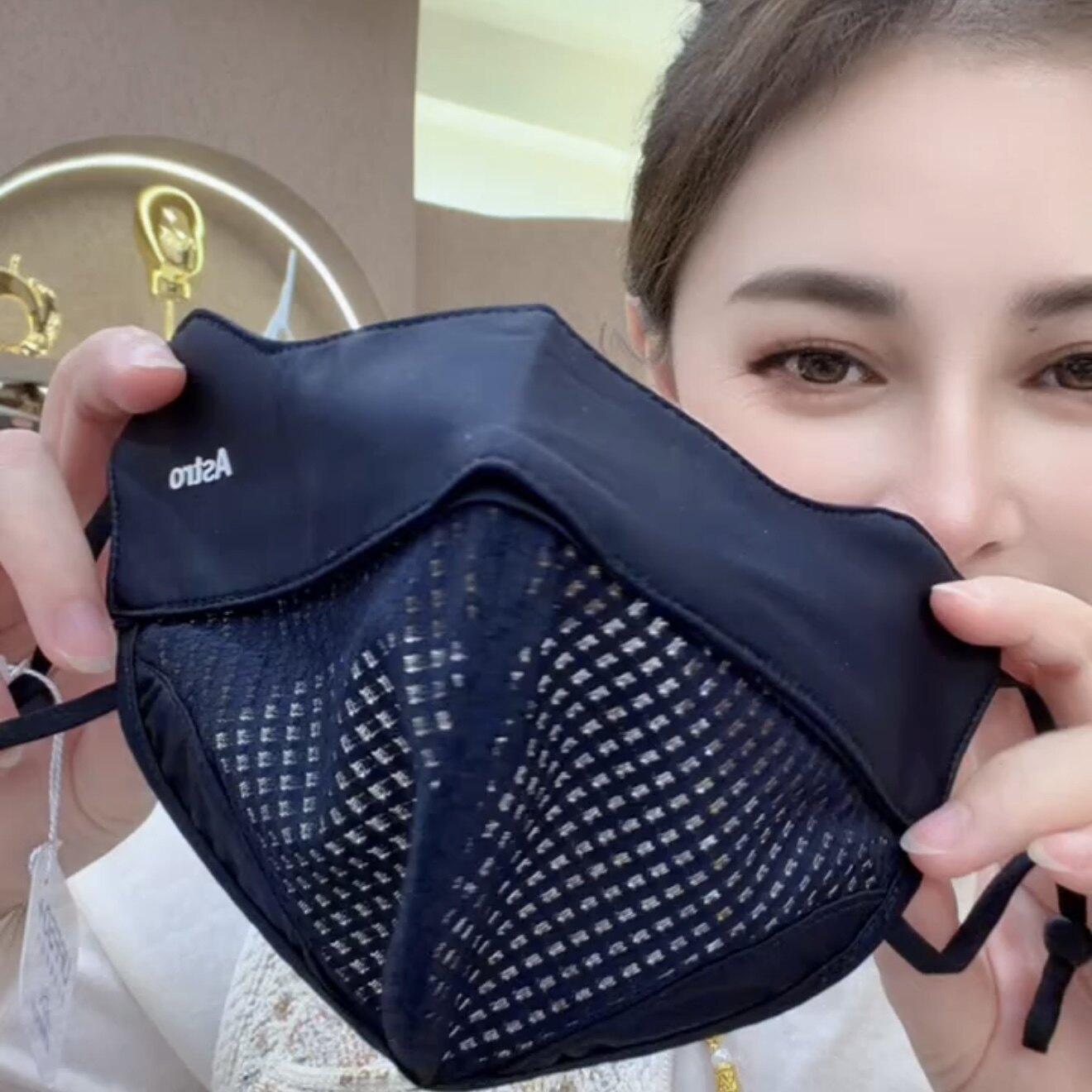 2026糖果小笛新款PUF50+防晒冰感口罩立体鱼骨透气孔拼接款K3005