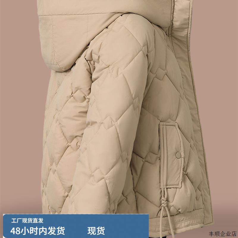 连帽羽绒棉服女款冬季2025新款妈妈时尚洋气休闲加厚短款菱格棉衣
