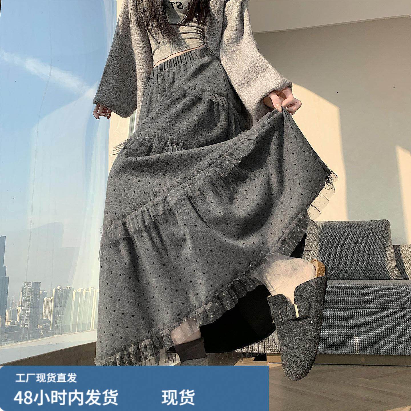 加绒毛呢波点蛋糕半身裙女冬季新款高腰显瘦蕾丝a字大摆中长伞裙,运动/瑜伽/健身/球迷用品,瑜伽短裙,淘宝优惠券,粉丝福利购,淘宝优惠卷