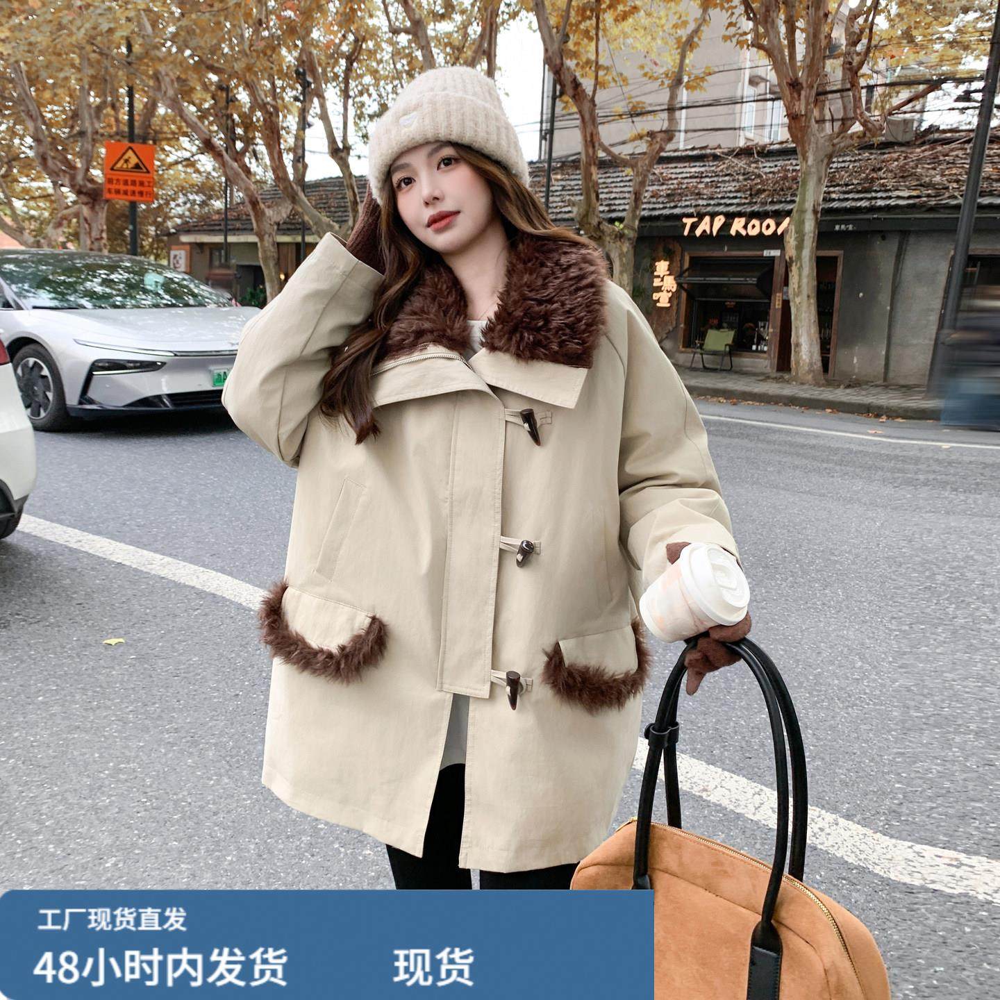 卡其色羊羔毛拼接牛角派克羽绒服女2025冬季复古时髦洋气工装外套,模玩/动漫/周边/娃圈三坑/桌游,Cosplay女装/cos女装,淘宝优惠券,粉丝福利购,淘宝优惠卷