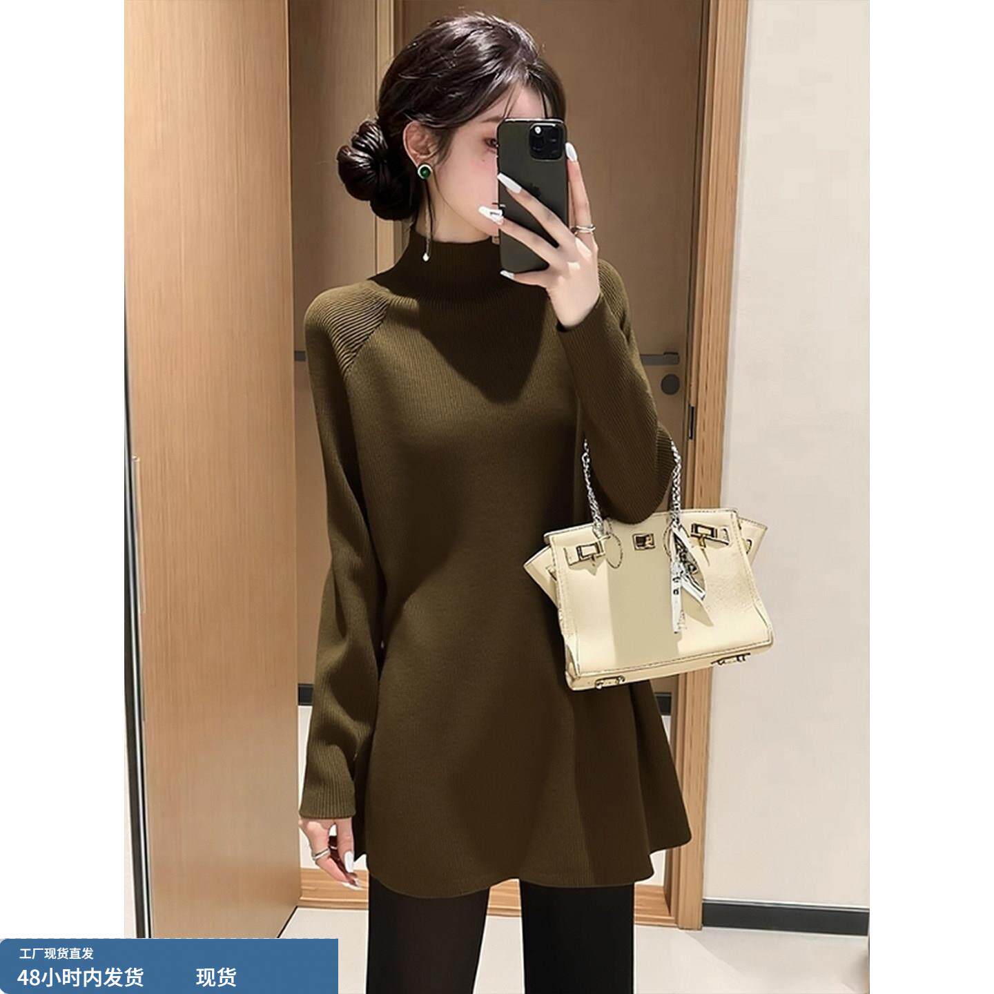 欧货高端大牌2025冬装针织衫女装中长款宽松显瘦毛衣洋气百搭上衣