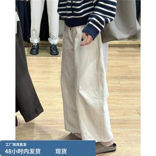 小个子加绒加厚裤子女胖mm灯芯绒阔腿裤大码九分奶奶裤梨形报恩裤