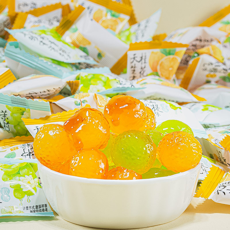 网红茉莉青提爆浆润喉糖茶糖清新桂花柠檬软糖果年货礼物喜糖批发