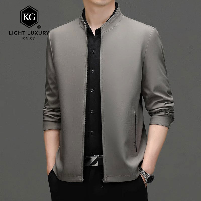 2025春季新款立领行政夹克外套男商务休闲爸爸男装中年男士外套