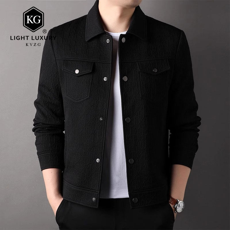 男士夹克2025春季新款潮流帅气休闲翻领外套商务百搭男装茄克衫
