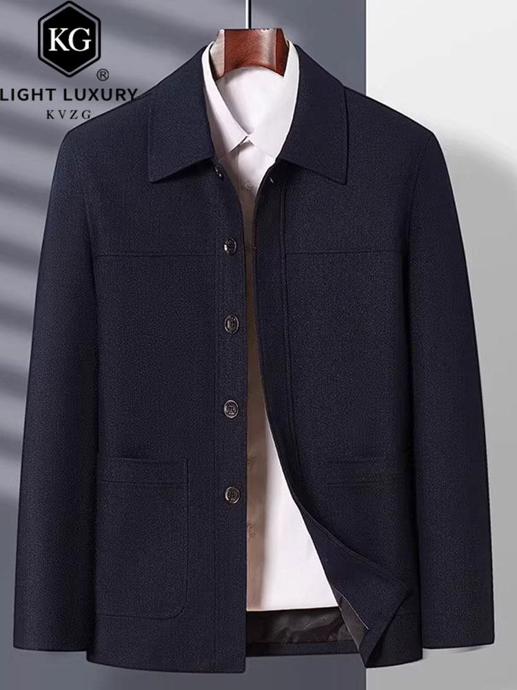 中老年夹克衫男爸爸春秋款外套老人爷爷父亲秋装休闲翻领薄款上衣